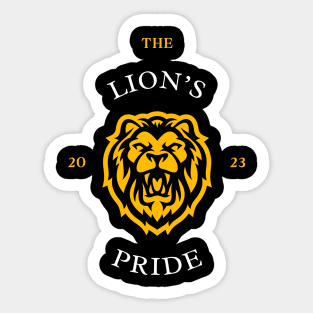 Black and Gold Simple Masculine Illustrative Brave Lion Sticker